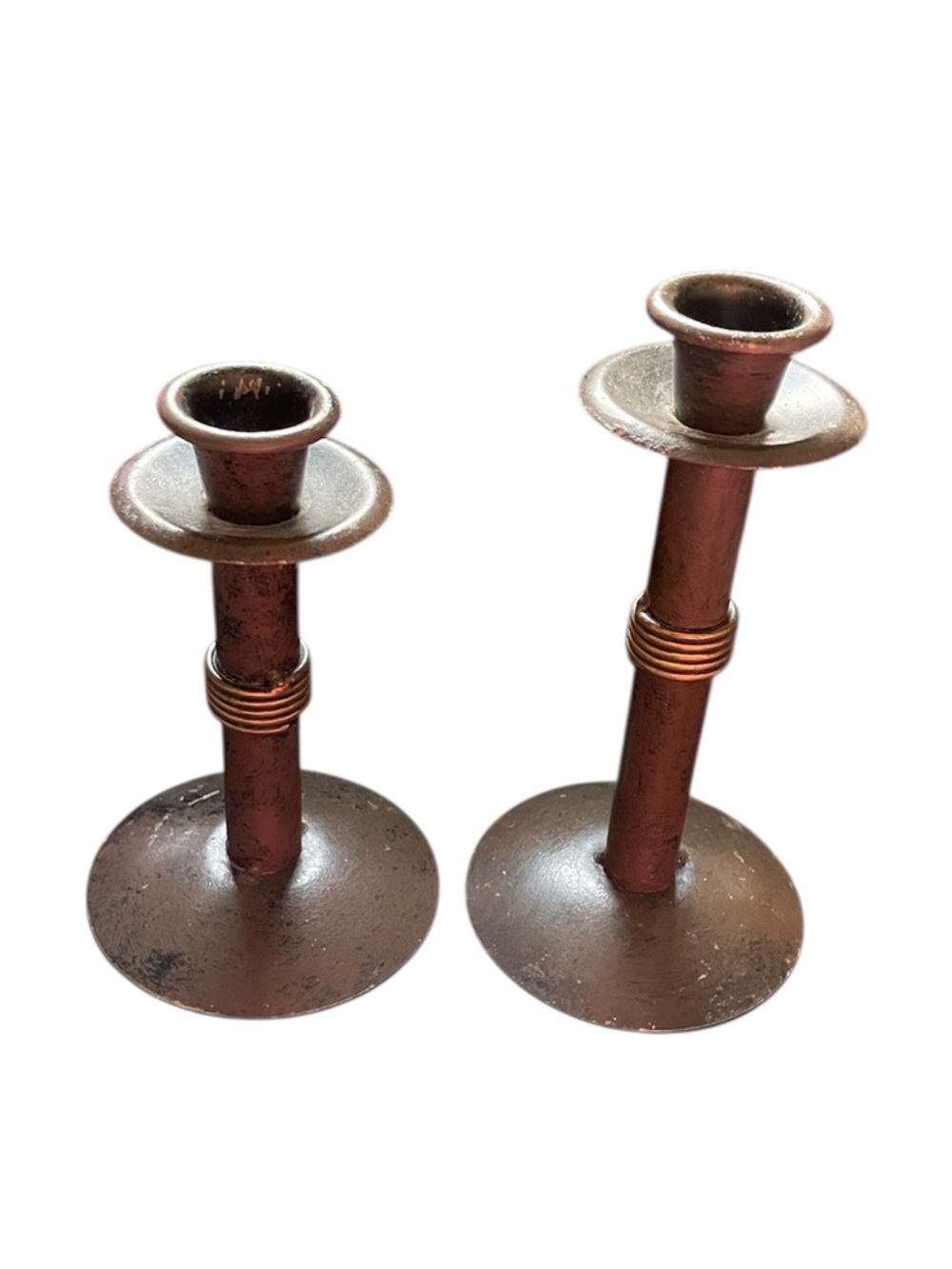 Set of 2 Rustic Metal Candlesticks Taper Peg Votive Farmhouse